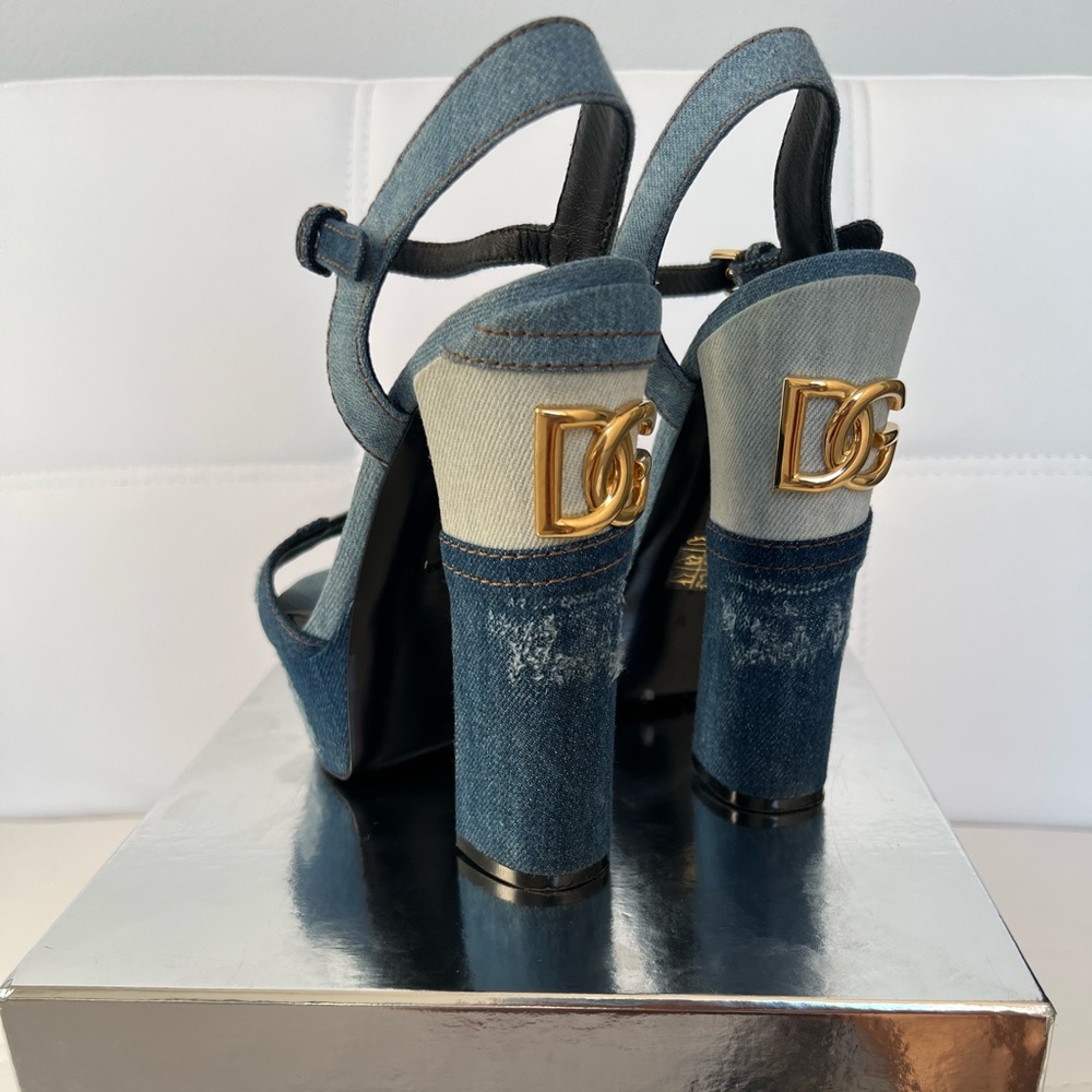 Dolce and Gabbana denim patchwork heels